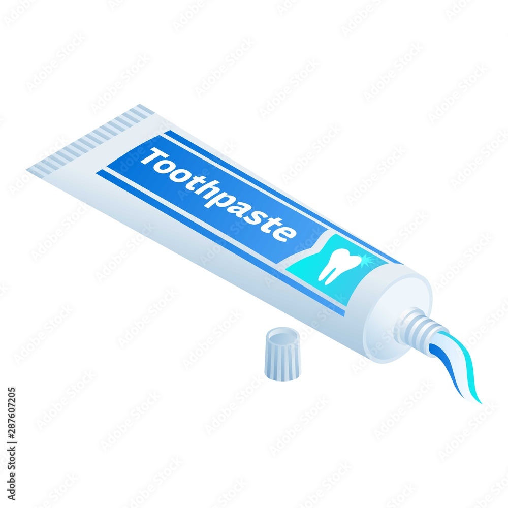 Poster toothpaste icon. isometric of toothpaste vector icon for web design isolated on white background