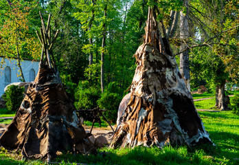 old river hut built on the river