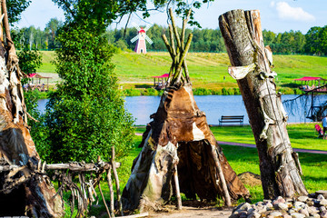 old river hut built on the river
