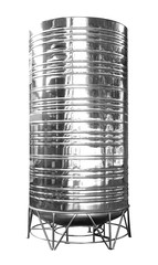 Stainless steel water tank on a white background