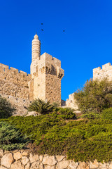 Fototapeta na wymiar Monumental walls of Jerusalem