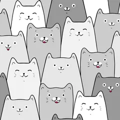 Muurstickers Katten Leuke katten, kleurrijke naadloze patroonachtergrond met katten