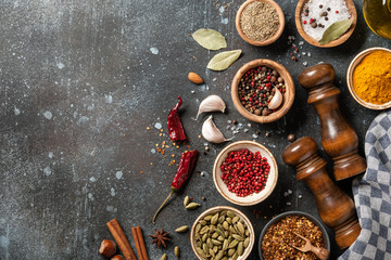 Obraz na płótnie Canvas Cooking background with spices