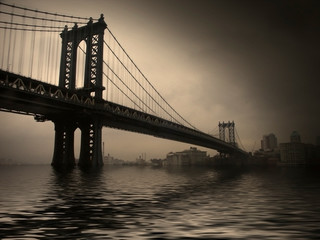 New York. Manhattan Bridge. Retro view