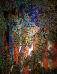 Surreal painting. USA national flag