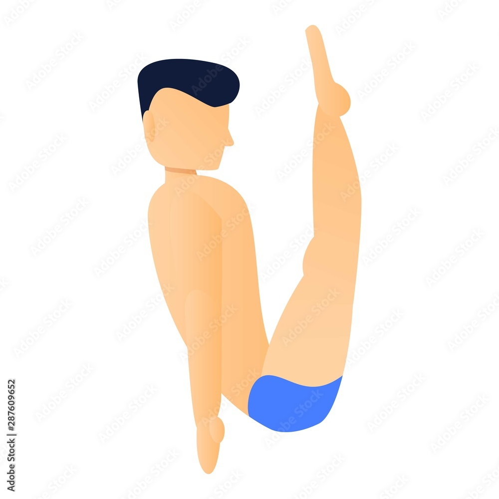Poster man pool plunge icon. cartoon of man pool plunge vector icon for web design isolated on white backgr