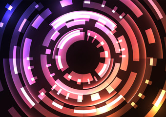 Obraz premium purple orange abstract circle background, digital overlap layer line, simple technology design template, vector illustration