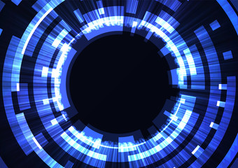 blue abstract circle background, digital overlap layer line, simple technology design template, vector illustration