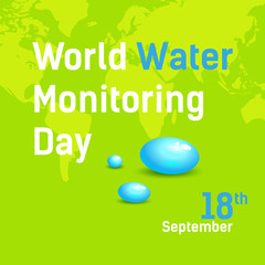 Square banner World Water Monitoring Day. Poster, postcard. Vector illustration