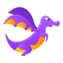 Purple dragon icon. Cartoon of purple dragon vector icon for web design isolated on white background
