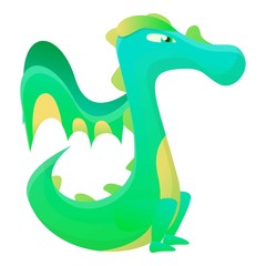 Green yellow dragon icon. Cartoon of green yellow dragon vector icon for web design isolated on white background