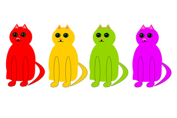 Colored Cats, Pets Fantasy Cats