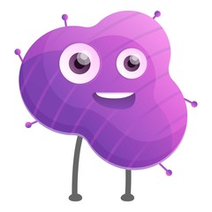 Happy violet bacteria icon. Cartoon of happy violet bacteria vector icon for web design isolated on white background