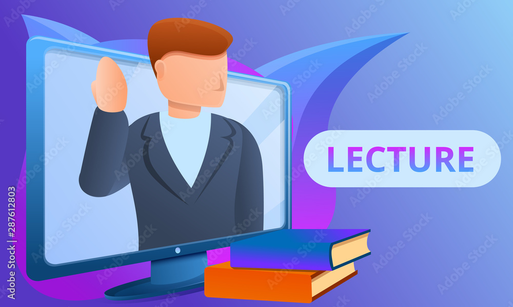 Poster web lecture concept banner. cartoon illustration of web lecture vector concept banner for web design