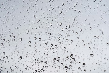 rain drops on glass widow of a car after the rain