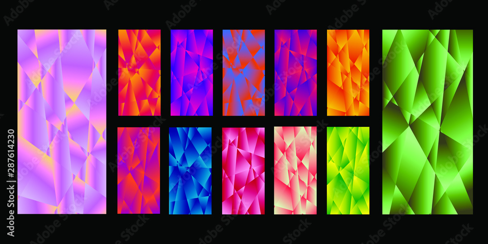 Poster set of colorful polygonal vector eps 10 illustration gradient background texture. simply geometric p