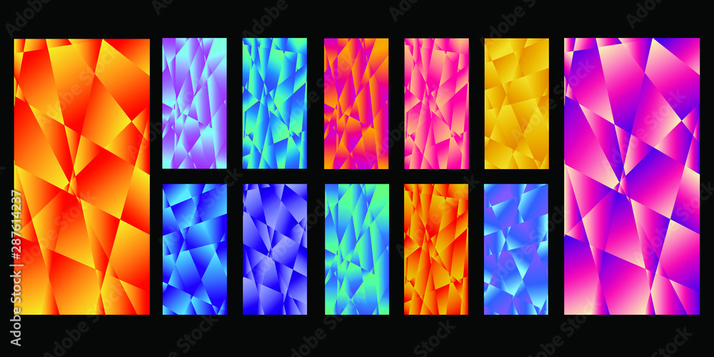 Poster set of colorful polygonal vector eps 10 illustration gradient background texture. simply geometric p