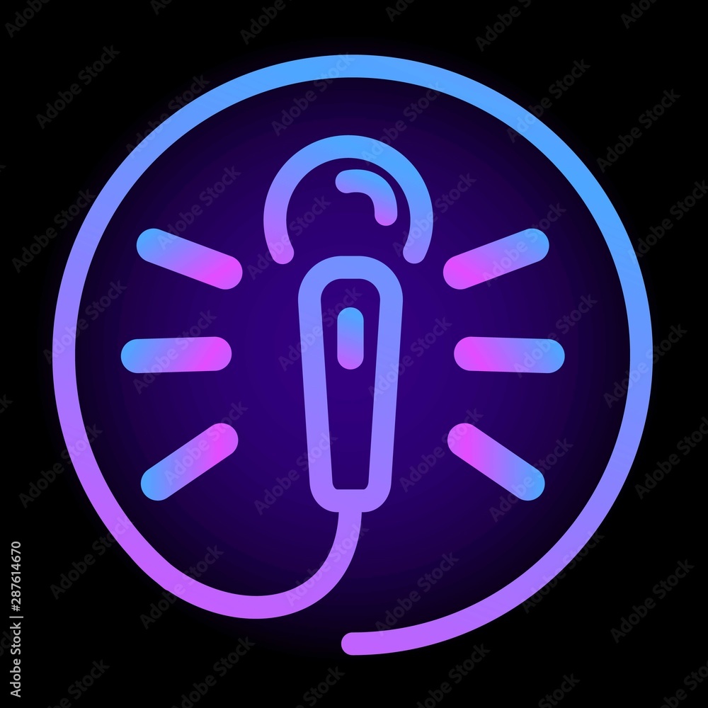 Poster neon microphone icon. cartoon of neon microphone vector icon for web design isolated on white backgr