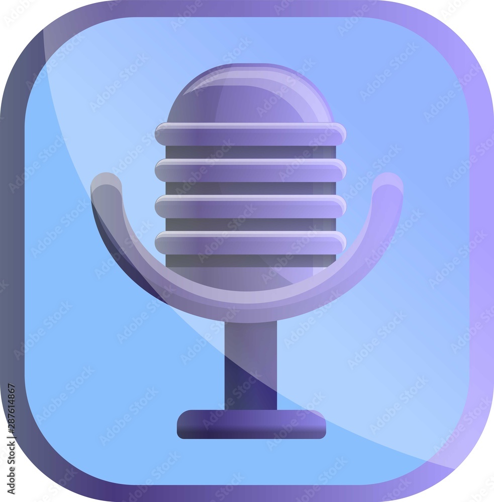 Poster party studio microphone icon. cartoon of party studio microphone vector icon for web design isolated