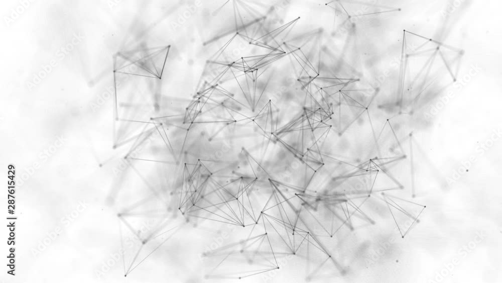 Poster white smooth abstract clean black and white low poly network waving 3d surface as creative backgroun