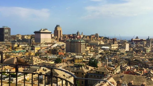 Genoa, Italy - AUGUST, 2019: Pan view of the city from Spianata Castelletto