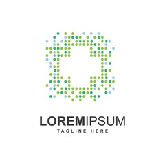 cross with pixel symbol logo design template