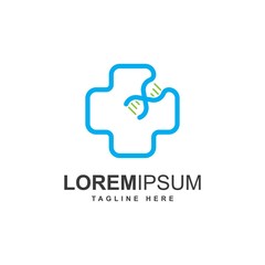 Obraz premium Cross with genetic/DNA symbol logo design vector template.Healthcare medical logo inspiration