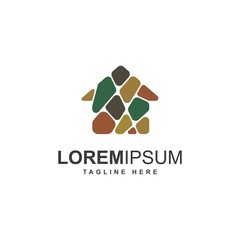 Home stone logo design.creative house with build stones.Exterior logo design inspiration	