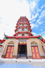 Chinese Pagoda of Wat Tham Khao Noi in Kanchanaburi