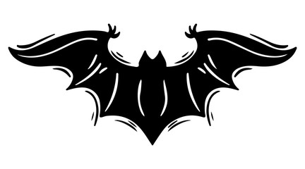 Bat with spread wings hand drawn silhouette illustration