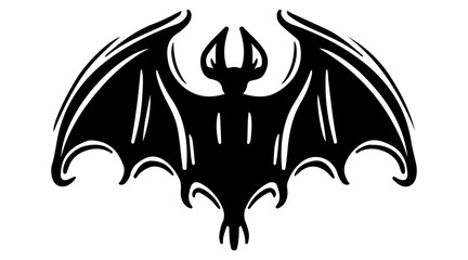 Bat with spread wings hand drawn silhouette illustration