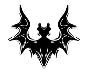 Bat with spread wings hand drawn silhouette illustration