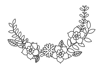 Flowers and leaves wreath vector design