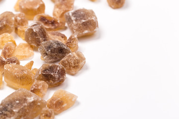 brown sugar isolated on white background. Top view.