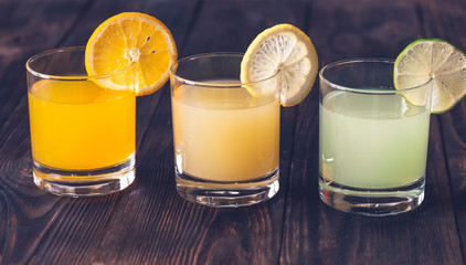 Assortment of citrus juices