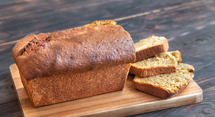 Sliced pumpkin bread
