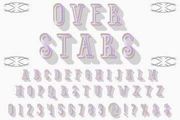 abc Font alphabet Script Typeface handcrafted handwritten vector label design old style.over stars