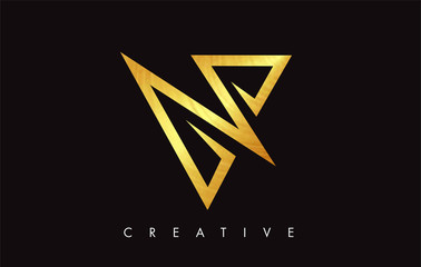 V Letter Logo Icon Design in Golden Colors Monogram. V Gold Logo Modern