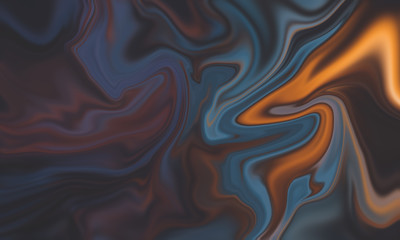 Modern blue and orange marble texture, liquid fluid abstract background