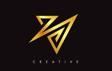 V Letter Logo Icon Design in Golden Colors Monogram. V Gold Logo Modern