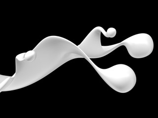 Fresh milk splash on black background. 3d render illustration