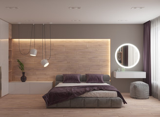 3D visualization of the bedroom interior in a modern style
