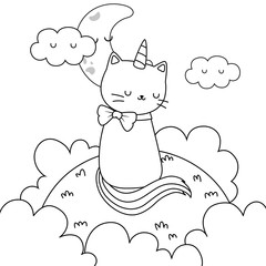 Unicorn cat cartoon vector design