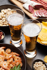 Draft beer and snacks