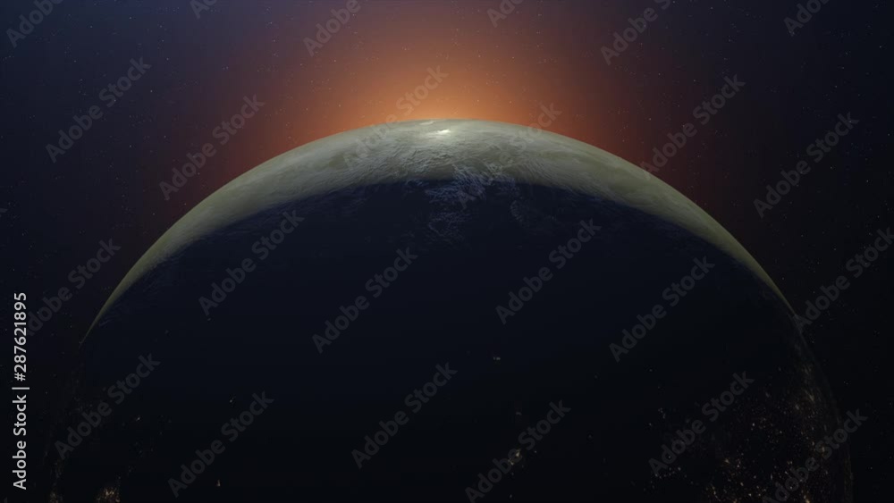 Canvas Prints planet earth, world from space. 3 different style 3d rendering of rising sun over the earth from dee