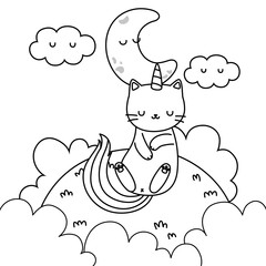 Unicorn cat cartoon vector design
