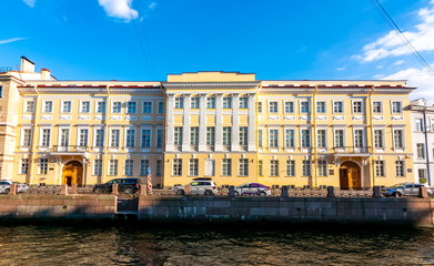 Fototapeta na wymiar Pushkin Apartment Museum on Moika river embankment, St. Petersburg, Russia