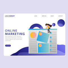Set of Online Marketing Landing pages template for online shop, marketing, sales and sosial media. Modern flat design concept. Web page design for website and mobile website. Flat vector illustration.