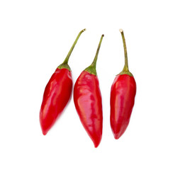 Red hot peppers isolated on white background