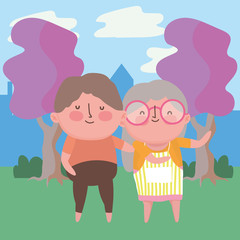 Grandmother and grandfather cartoon vector design